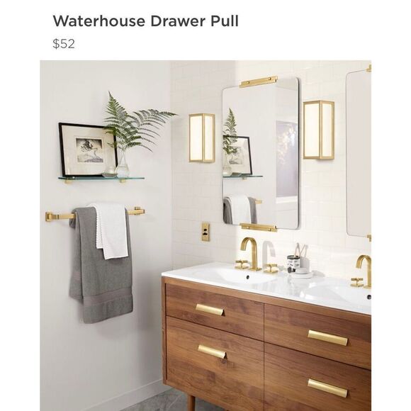 Rejuvenation Drawer Pull Waterhouse Aged Brass 13” Pottery Barn Center 8” & 12” - Picture 2 of 9